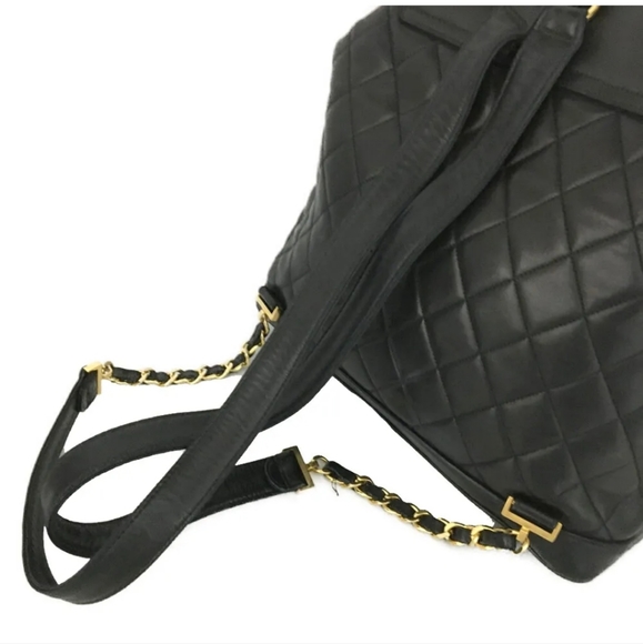 CHANEL Quilted Matelasse CC Logo Lambskin Backpack Black - Picture 7 of 11